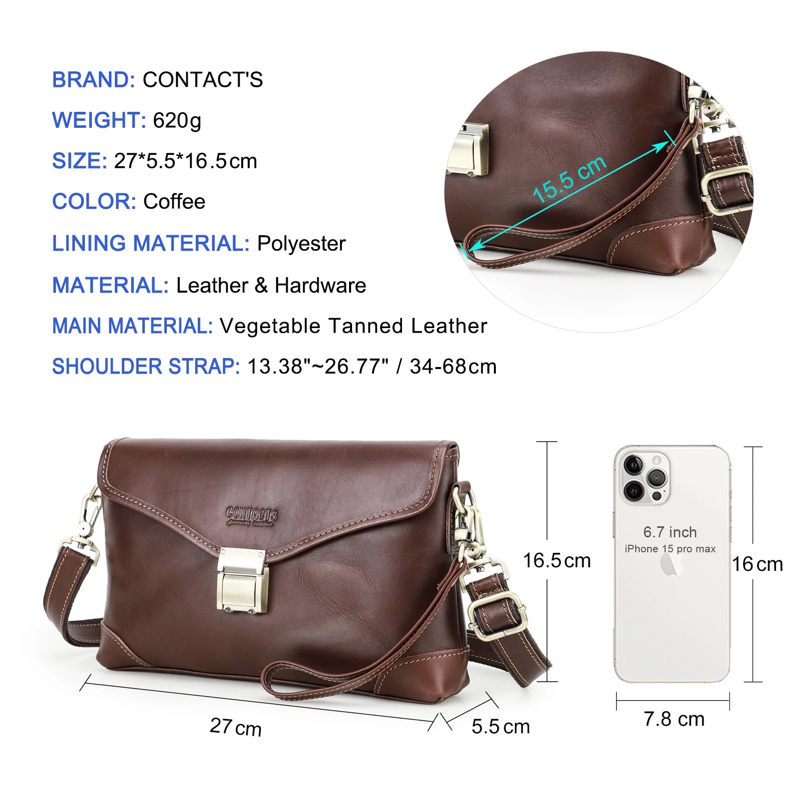 CONTACT'S Genuine Leather Men Small Messenger Bag Password Lock Design Vintage Shoulder Sling Phone Bag Male Clutch Handbag