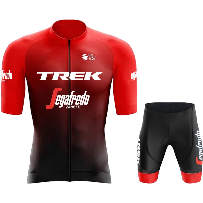 TREK Men's Cycling Clothing Man Jersey Pants Gel Laser Cut Clothes Mountain Bike 2024 Mtb Suit Shorts Complete Sports Set Summer