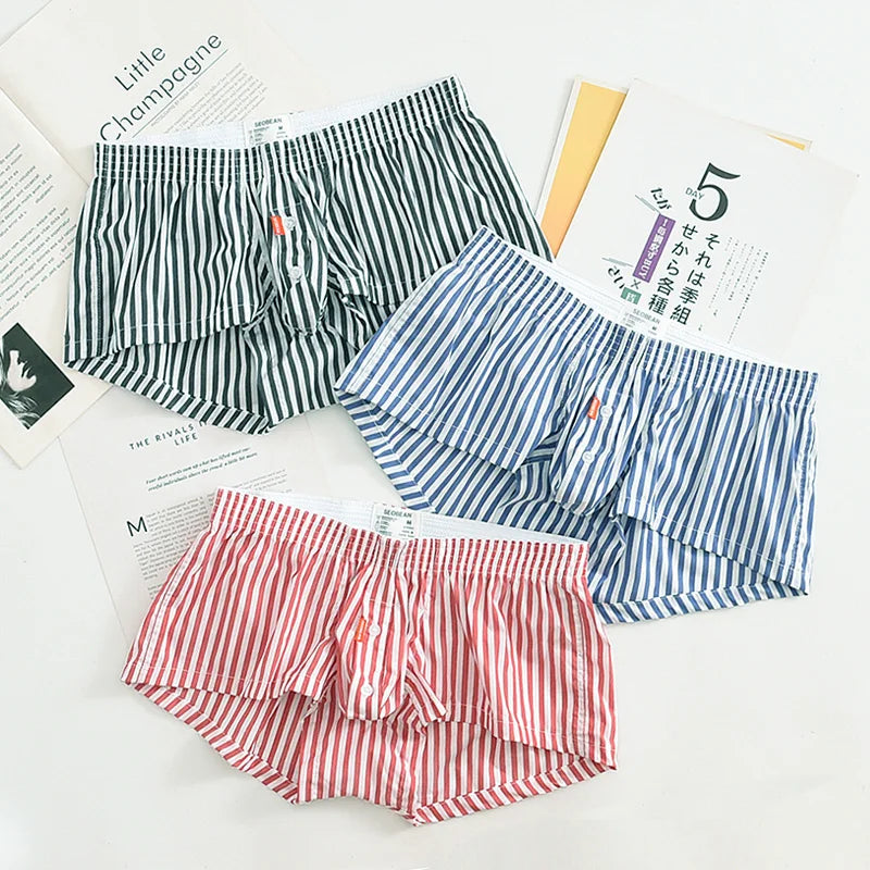 3pcs/lot of plaid men's arrows, cotton breathable boxers, low rise loose panties, home boxer shorts, pajama pants