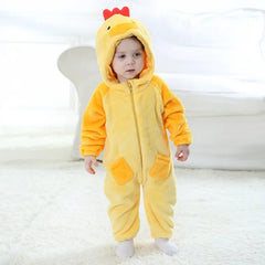 Infant Toddler Yellow Chick Costume Kigurumi for Baby Boys Girls Bodysuit Jumpsuit Onesie Flannel Comfortable