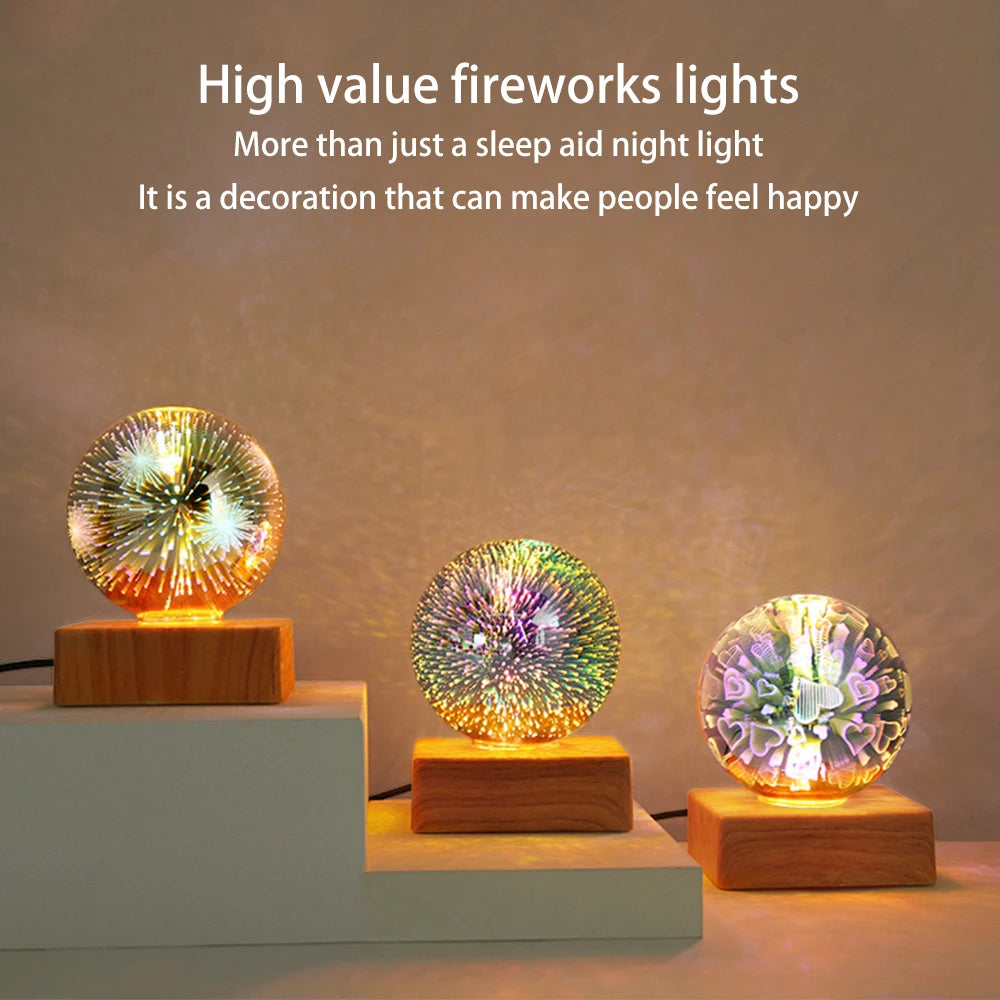 3D Crystal Ball Lamp Laser Engraved Galaxy Planet Moon Saturn LED Night Light Home Decor