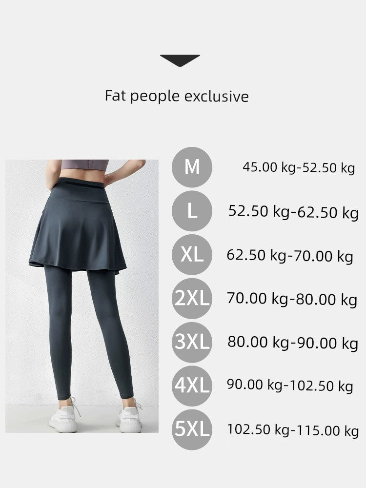 Plus Size Tennis Plus Size Ladies High Waist Fake Two-Piece Fitness Pants