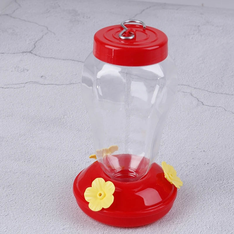 1pcs New Plastics Bird Water Feeder Bottle Hanging Hummingbird Feeder Garden Outdoor Plastic Flower Iron Hook Pet Bird Supplies