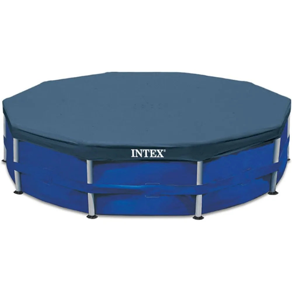 INTEX Metal Frame 10ft x 30in Round above Ground Outdoor Swimming Pool Set with 330 GPH Filter Pump, Cartridge