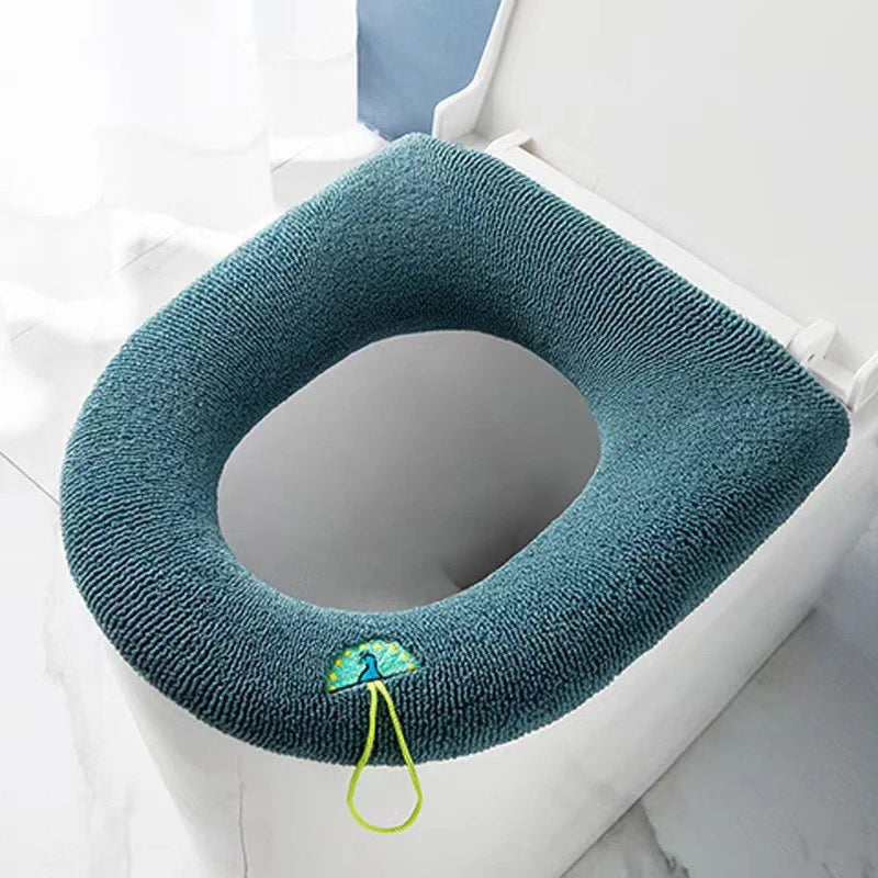 Bathroom Toilet Seat Cover Soft Warmer Washable Mat Cover Pad Cushion Seat Case Toilet Lid Cover