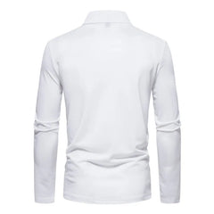 Autumn New Solid Stripe Design Polo Polo Polo Collar Men's Long Sleeve Shirt