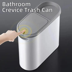 Slim Plastic Trash Bin With Lid,Easy Press-Top,Space Saving Design, Suitable For Bathroom Kitchen Living Room