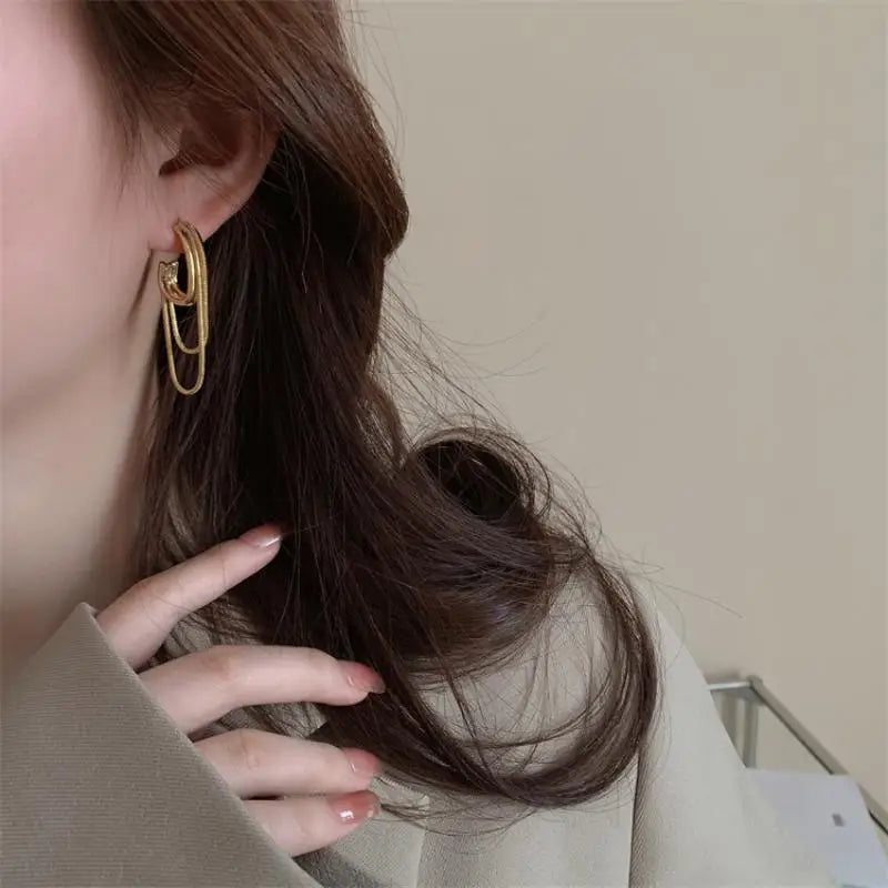 Gold Chain Earrings Pink Style Hip-hop Trendy Play INS Style Cool Style Women's Earrings