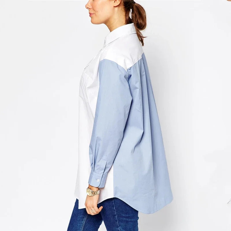 Plus Size Spring Autumn Boyfriend Shirt Women Long Sleeve Button Front Loose Large Size Oversize Blouse And Shirt