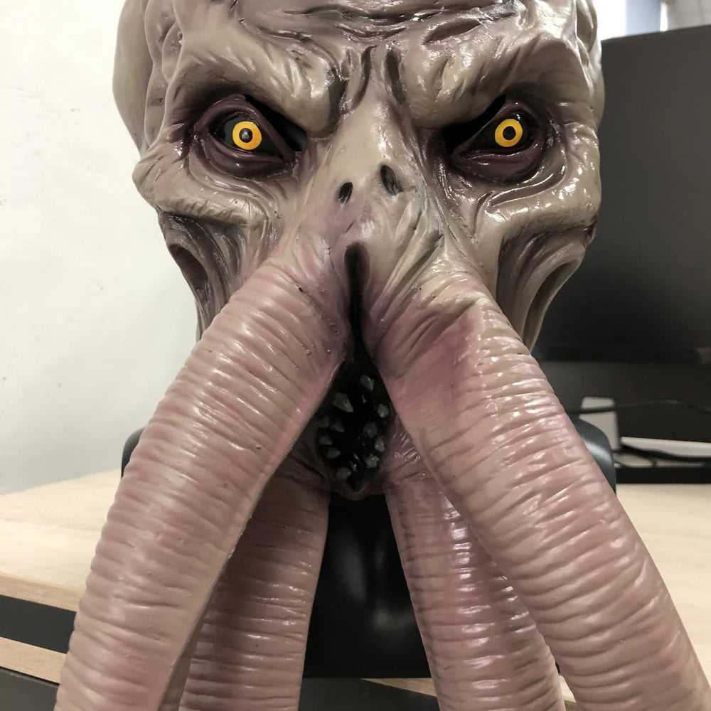 Game Lallathin Mind Flayer Squidgy Mask Cosplay Animal Octopuses Monster Latex Helmet Halloween Party Costume Props