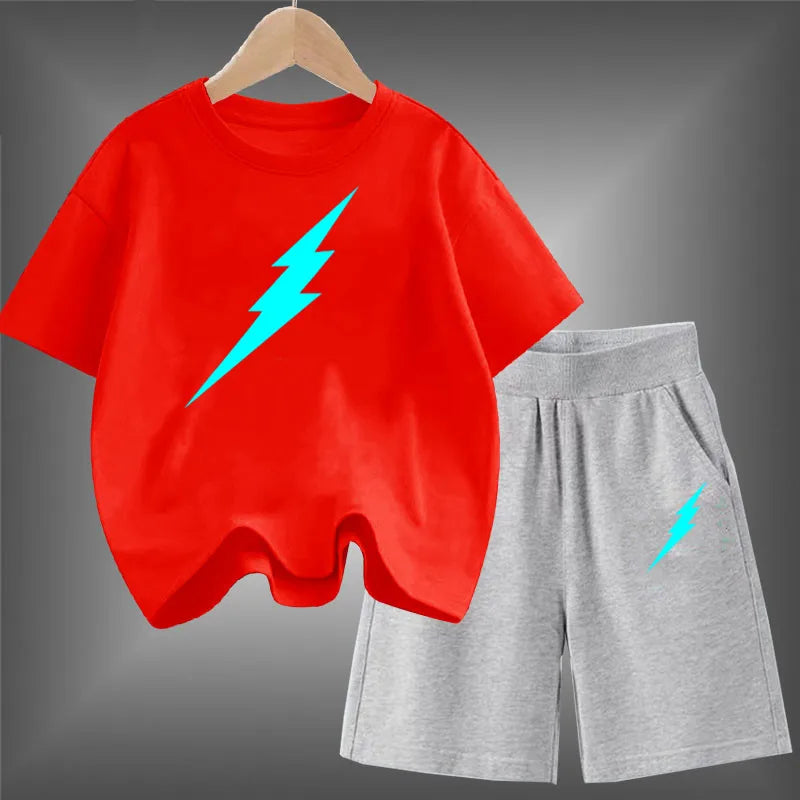 Kids Summer Brand 2pcs Short Sleeve T-shirts+Short Pants Suits