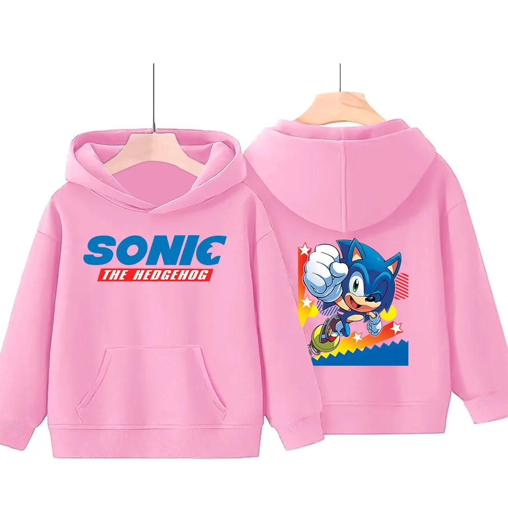 Sonic The Hedgehog 3 Hot Cartoon Sweatshirt Autumn New Children Hoodies Casual Trendy Boys Girls Y2K Clothes Kids Loose Pullover