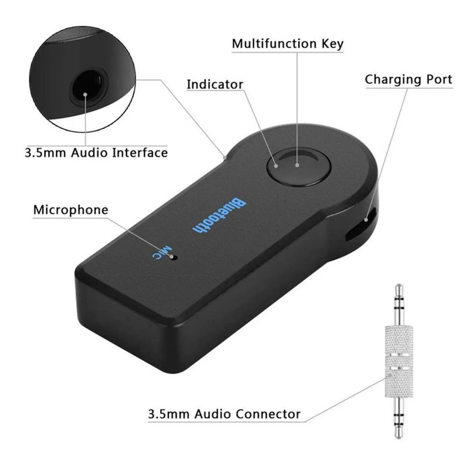 2 in 1 Wireless Bluetooth 5.0 Receiver Adapter 3.5mm Jack For Car Music Audio Aux A2dp Headphone Receiver Handsfree