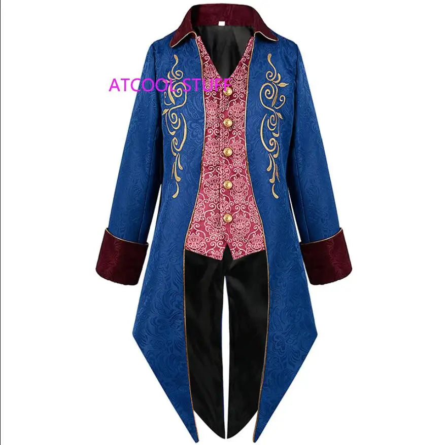 Green Victorian Nobleman Jacket Medieval Cosplay Pirate Tuexdo Men Renaissance Frock