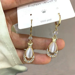 Exquisite Teardrop Opal Zircon Butterfly Earrings for Women