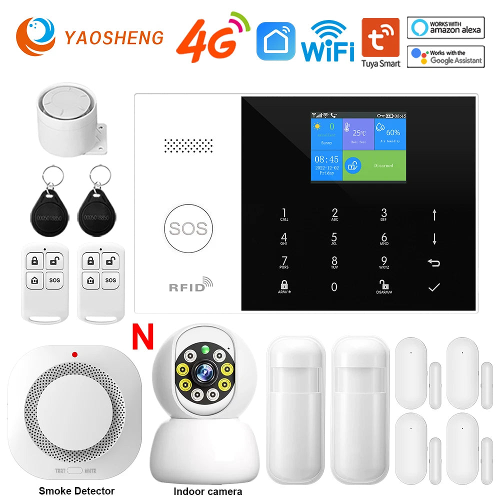 4G Alarm System Security Home WIFI Alarme Residencial Wireless Home Alarm For Tuya Smart Life With Door Sensor Work With Alexa