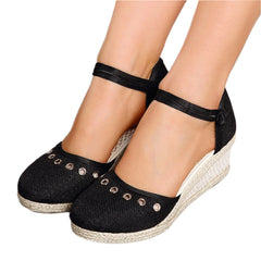 Platform Wedge Sandals Braided Buckle Breathable Wedge Sandals Outdoor Female Shoes