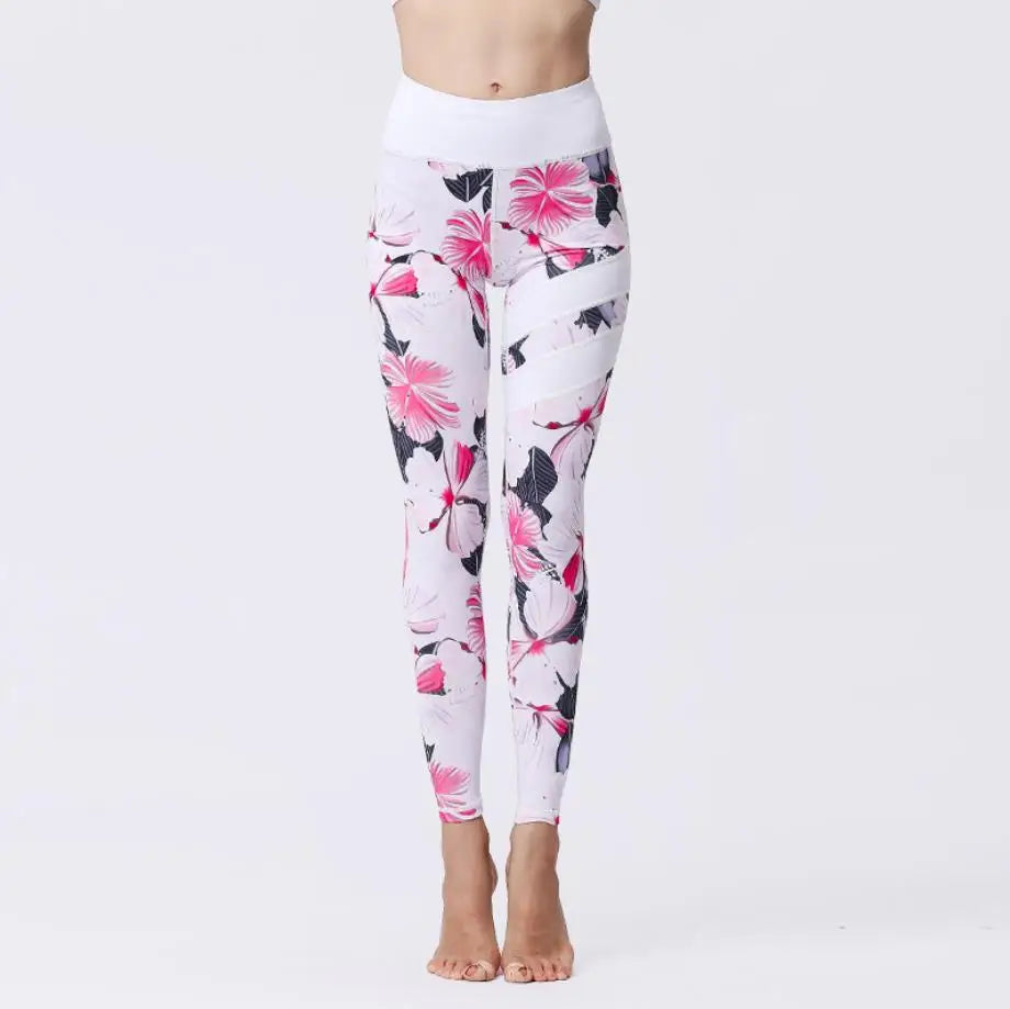 Cloud Hide Flower Printing Yoga Set Gym Outfits Sportswear Women Fitness Tracksuit Bra Top High Waist Leggings Pants Sports Suit