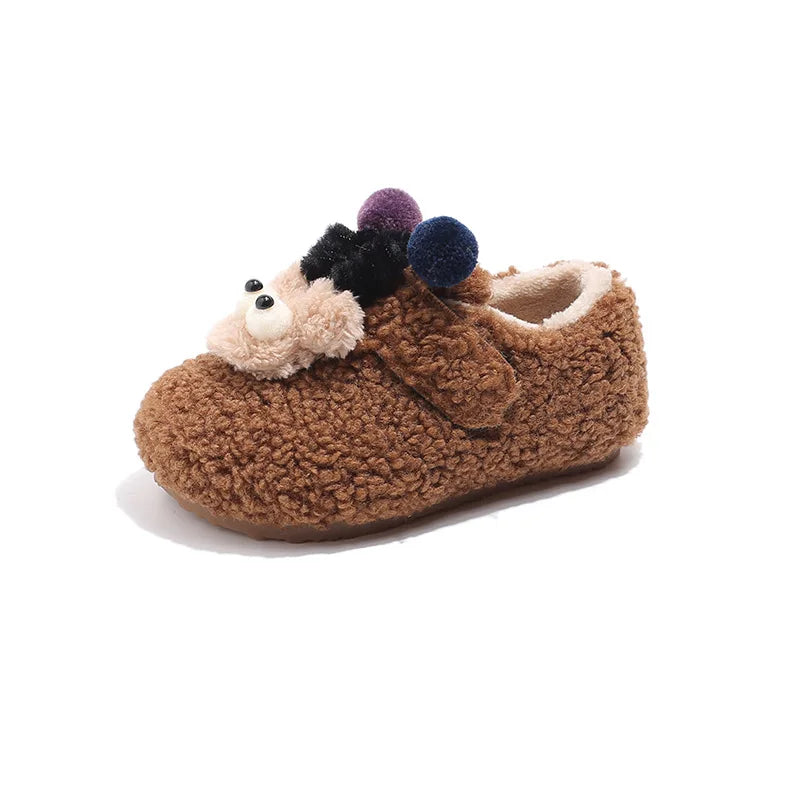 Children's Cotton Shoes Autumn Winter New Flat Warm Cute Cotton Soft Soled Toddler Shoe Casual Plush Warm Non-slip Leisure Shoe