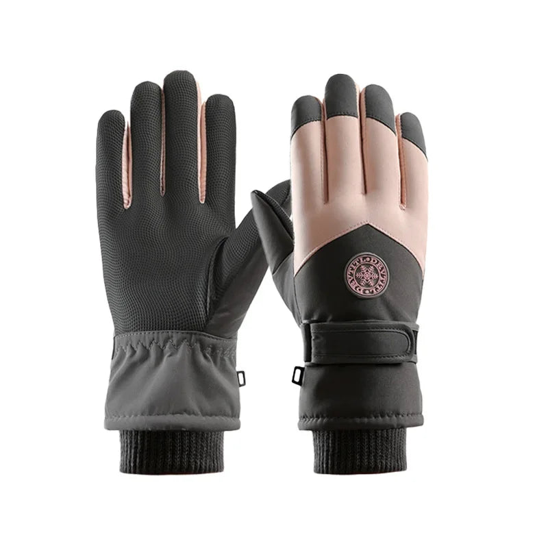 Skiing Gloves Men and Women Winter Touch Screen Warm Velvet Padded Thickened Cycling Waterproof Outdoor Cycling Non-Slip Cotton