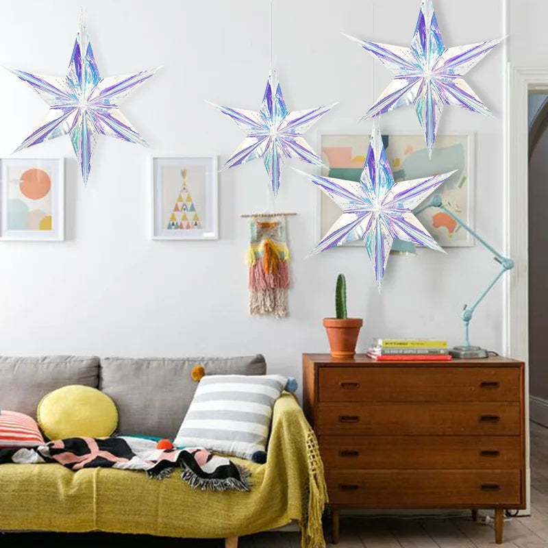 Shiny Film Ornament Star Foil Ceiling Decorative For Birthday Baby Shower