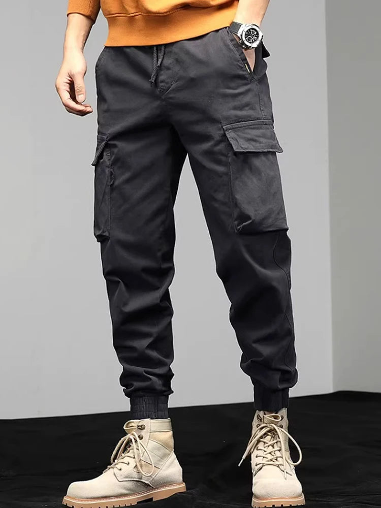 Multi-pocket designer overalls men's drawstring trousers are outdoor slacks