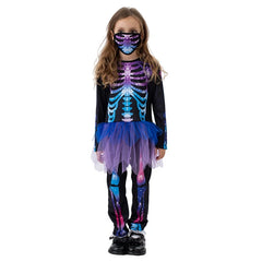 Halloween Children's Costume Performance Costume Anime Cosplay Masquerade Costume New Cos Skeleton Tight Dress Carnival Party