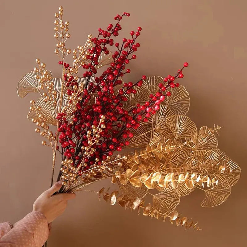 Artificial Flower Peacock Feather Maple Leaf