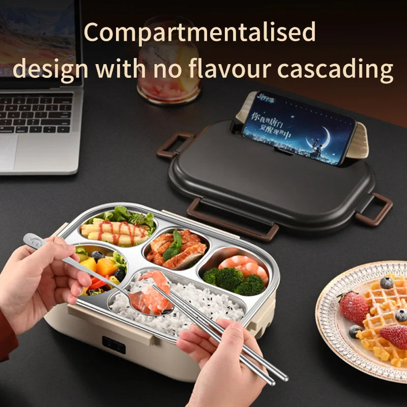 Electric Heated Lunch Boxes Stainless Steel Food Insulation Bento Lunch Box Home Car Keep Warm Lunch Box 1.2L, 12V/220V