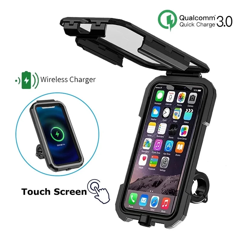 Motorcycle Wireless Charger Holder Type C QC3.0 Fast Charge Motorbike Phone Holder