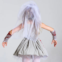 Halloween Corpse Bride Scary Girls Cosplay Costume Kids Children Bloody Walking Dead Zombie Dress Up