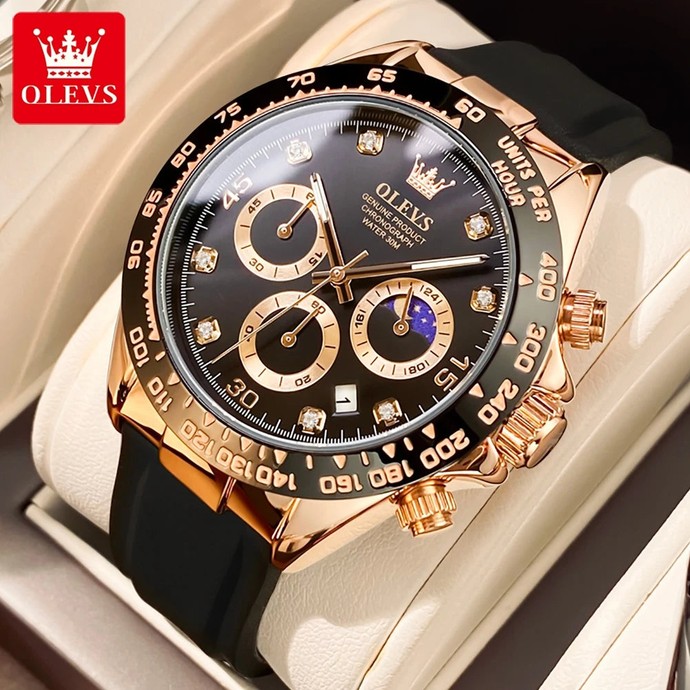 New Luxury Quartz Watch Original Silicone Sports Multi functional Waterproof Luminous Date Timer Watch