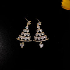 Shiny Rhinestone Hollow Tree Earrings Women's Fashion Luxury Versatile Charm Earrings