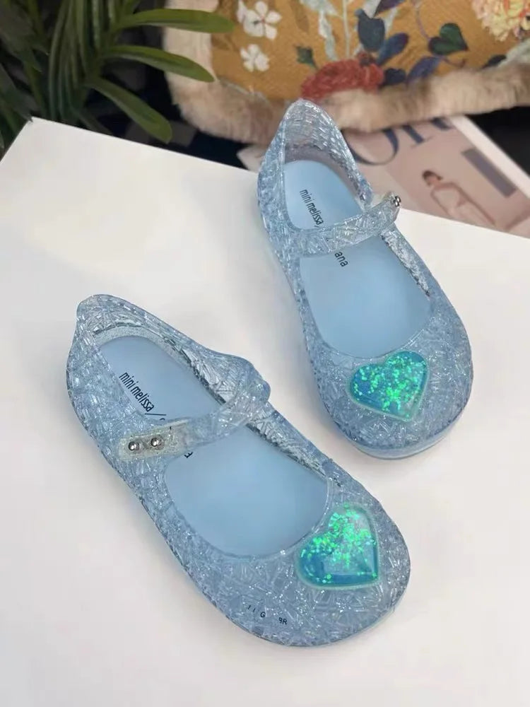 Mini Melissa Summer New Children Shoes Girls Princess Shoes Glitter Children Baby Dance Shoes Casual Toddler Girl Sandals