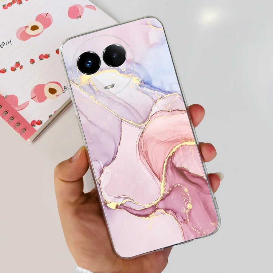 For Realme 11X Case RMX3785 Luxury Marble Butterfly Cover