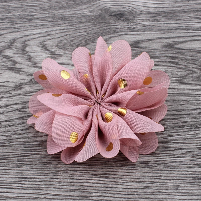 Fashion Gold Point Puffy Flower For Hair Accessories Ballerina Chiffon Flower Ornaments For Wedding Bouquet