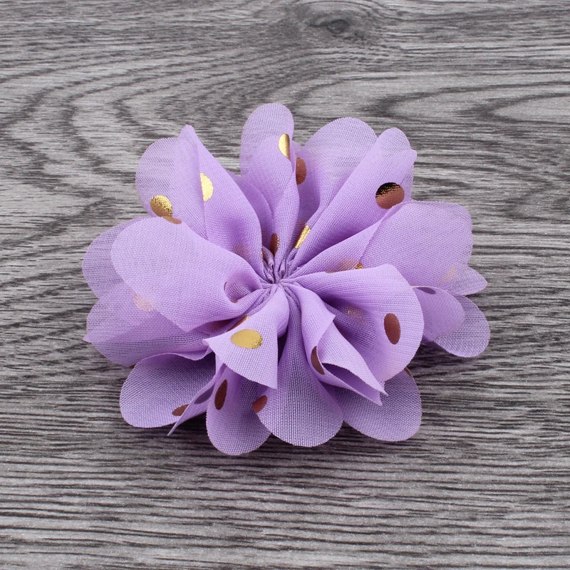 Fashion Gold Point Puffy Flower For Hair Accessories Ballerina Chiffon Flower Ornaments For Wedding Bouquet