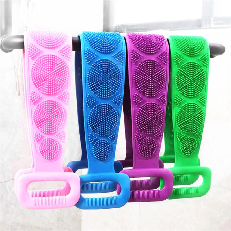 Body Scrubber Silicone Bath Brushes Shower Exfoliating Brush Belt Back Scrub Body Cleaner