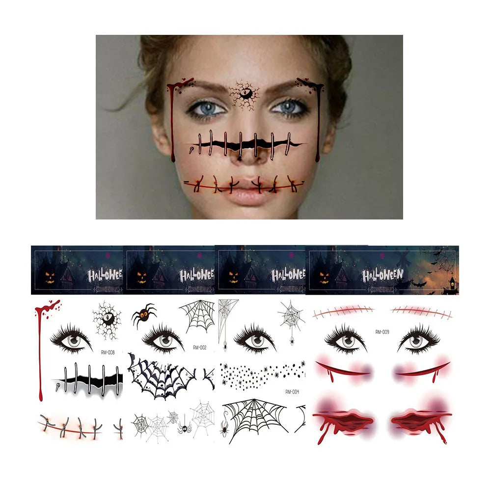 5/10pcs Halloween Bloody Wound Tattoo Stickers