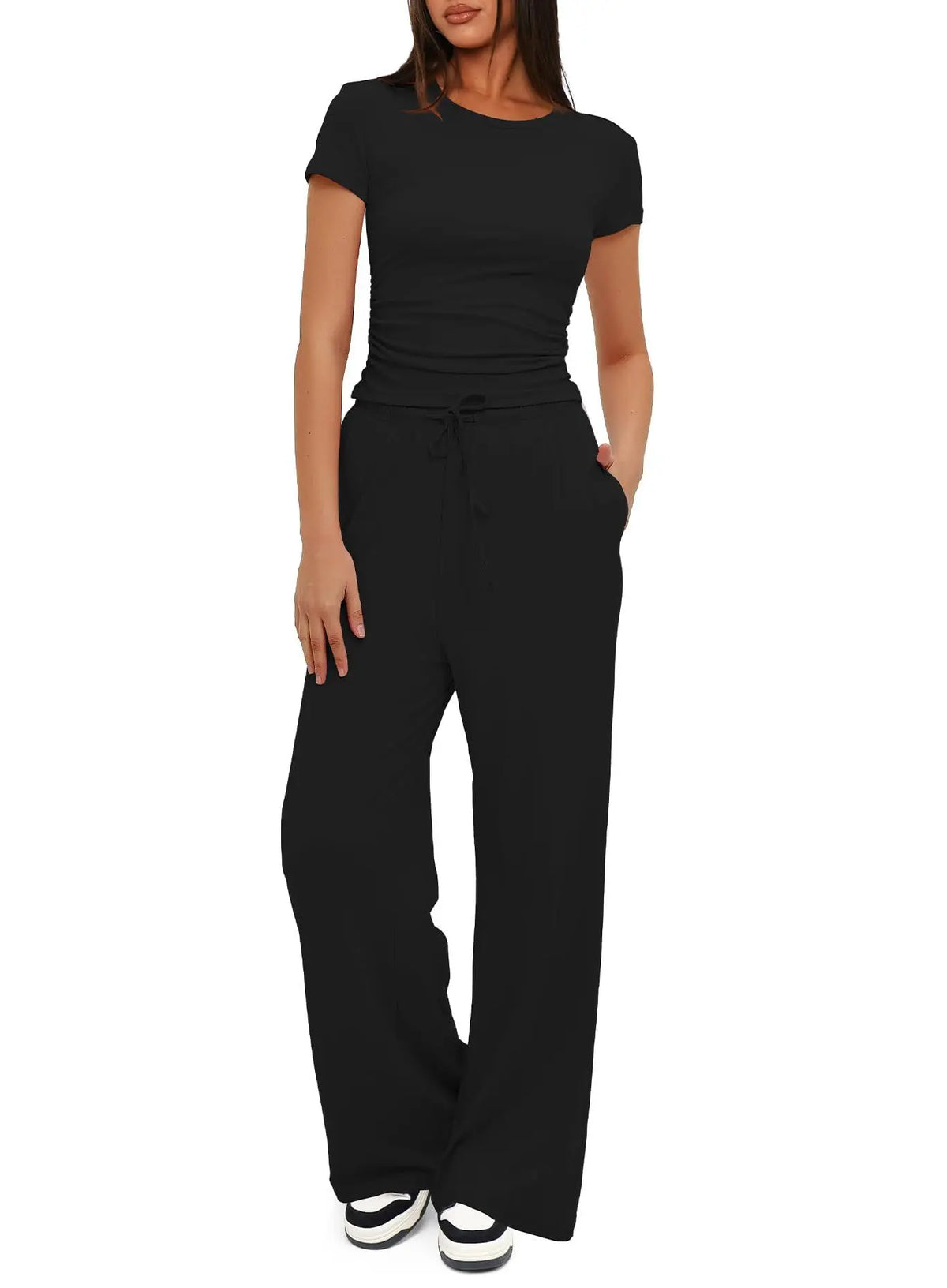 Women Two Pieces Set T-shirt And Wide Leg Pants