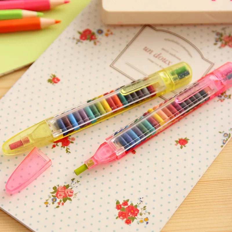 4 pcs/set Kawaii 20 Colors Core Replacement Washable Wax Crayons Painting Supplies School Office Art Writing Gift Stationery