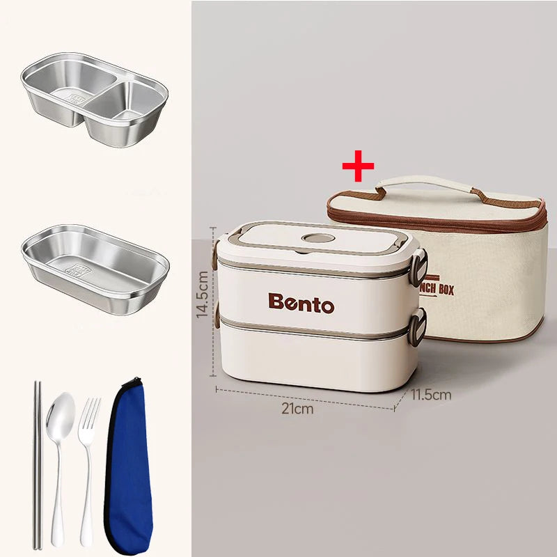 304 Stainless Steel Lunch Box For Kids Adult 1-3 Layer Rectangle Bento Box Outdoor Camping Leakproof Insulation Food Container