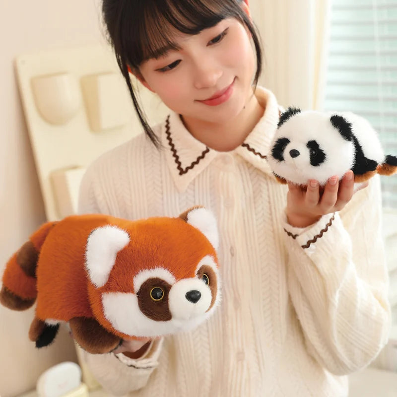 Realistic Reversible Panda to Raccoon Plush Toy Soft Stuffed Red Panda