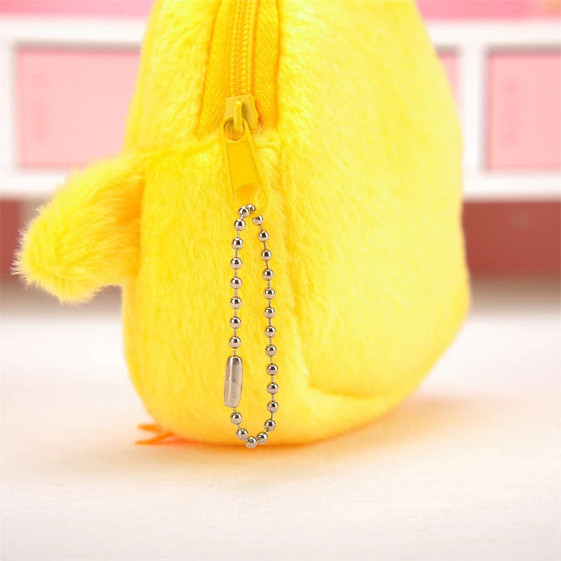 Cute Plush Chick Coin Purse Lipstick Headphone Bag Yellow Chicken Pouch Coin Purses Pink Pig Small Zipper Bags