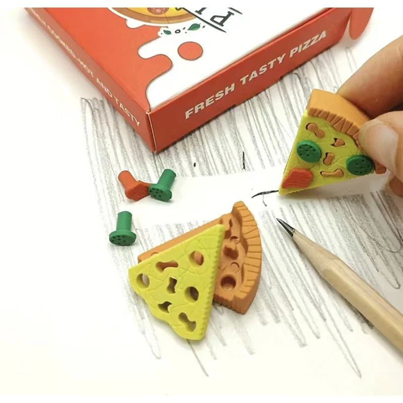 New Style Creative Modeling Simulation Pizza Eraser Student Studying Stationery Supplies