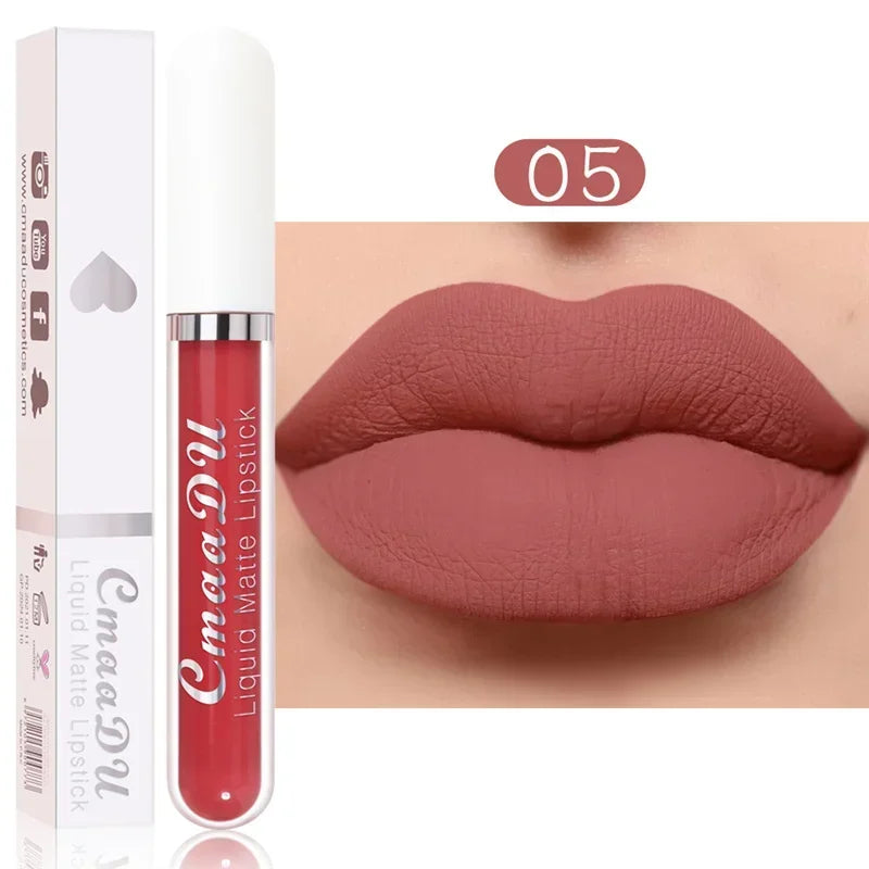 Waterproof Matte Nude Lip Gloss Brown Nude Pigment Dark Red Long Lasting Velvet Liquid Lipstick