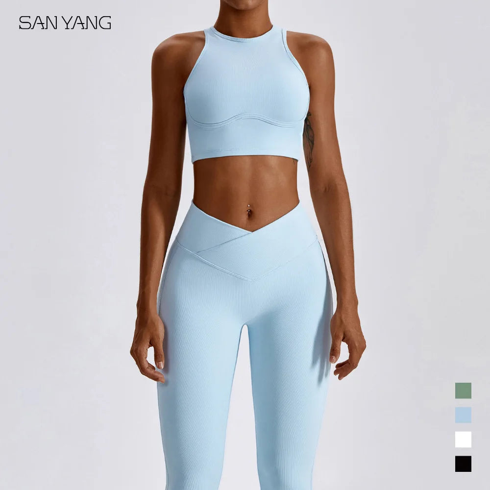 Yoga Set Seamless Women's Sportswear Workout Clothes Athletic Wear Gym Legging Fitness Bra Crop Top