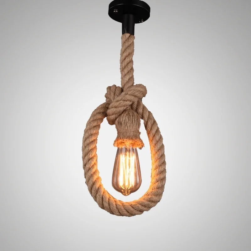 Rope Pendant Light Industrial Hanging Lamps Creative Loft Home Decor