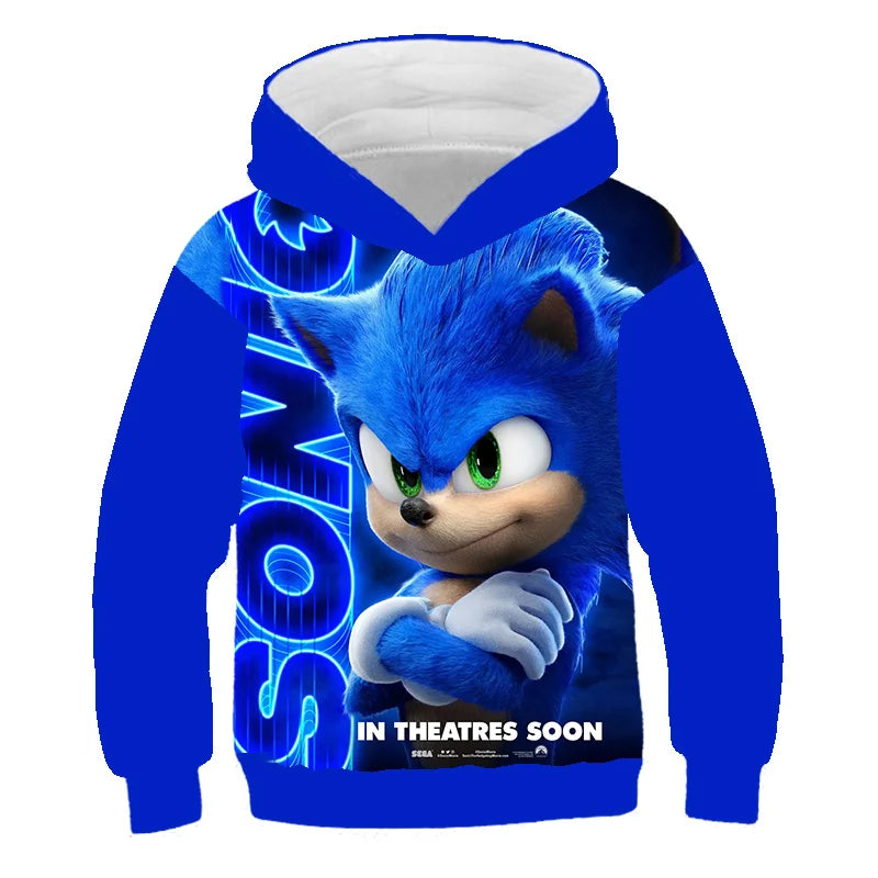 Japanese anime Sonic children's boy cartoon hoodie sweatshirt  3D printed cartoon boy and girl hoodie sweatshirt