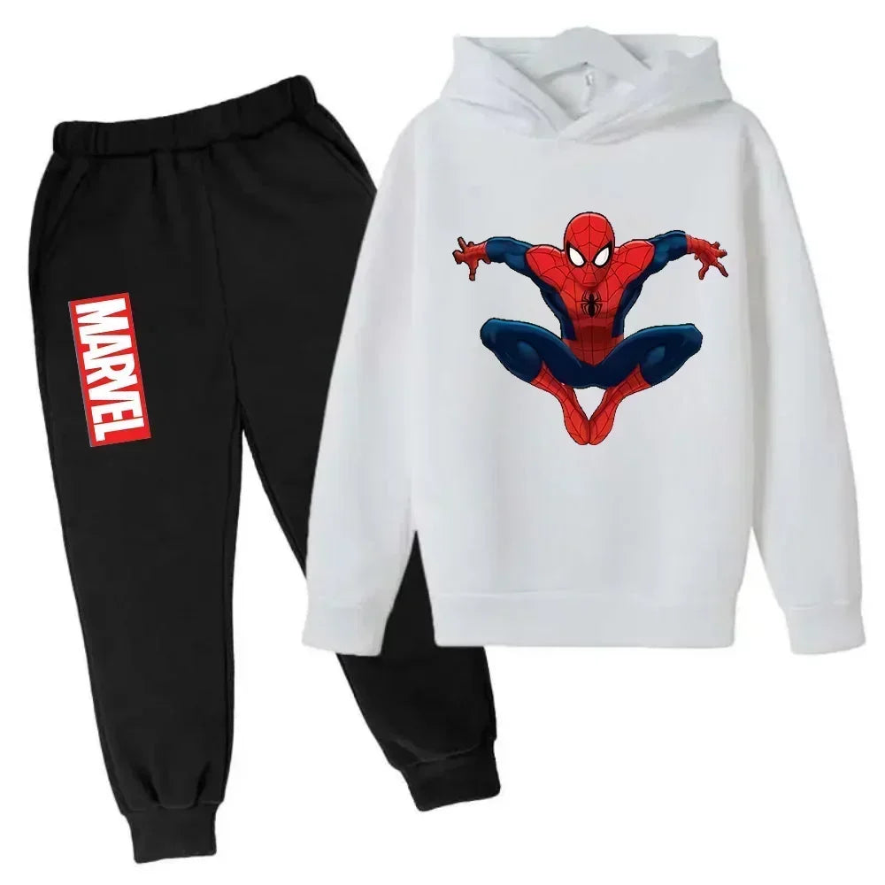 Marvel Spiderman Kids Hoodies Pant Suit 2pcs Set Boy Girl Spring Autumn Sweatshirt Clothes Tracksuits